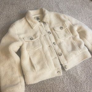 Whitish/Creamish Fluffy outerwear jacket